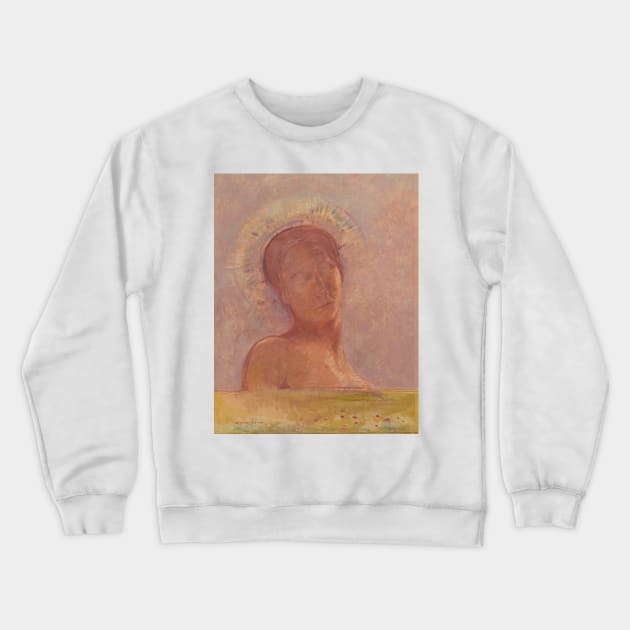 Closed Eyes by Odilon Redon Crewneck Sweatshirt by Classic Art Stall